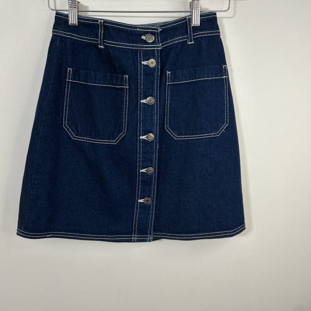 Vintage PopSugar Denim Mini Skirt | Button-Front | Size Info Included